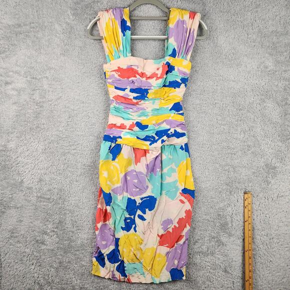 Silks by St. Gillian Dresses & Skirts - Vintage Silks St Gillian Dress Womens 6 Multicolor Silk Ruched Sheath 80s Art